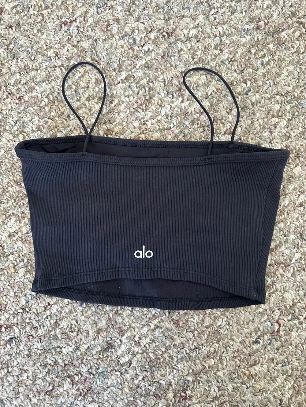 Alo Yoga Goddess Ribbed Bandeau Top (Black)